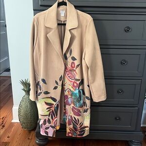 Chico's Harvest Print Faux Suede Topper jacket